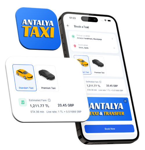 Antalya Taxi App interface for Antalya Taxi Transfer bookings